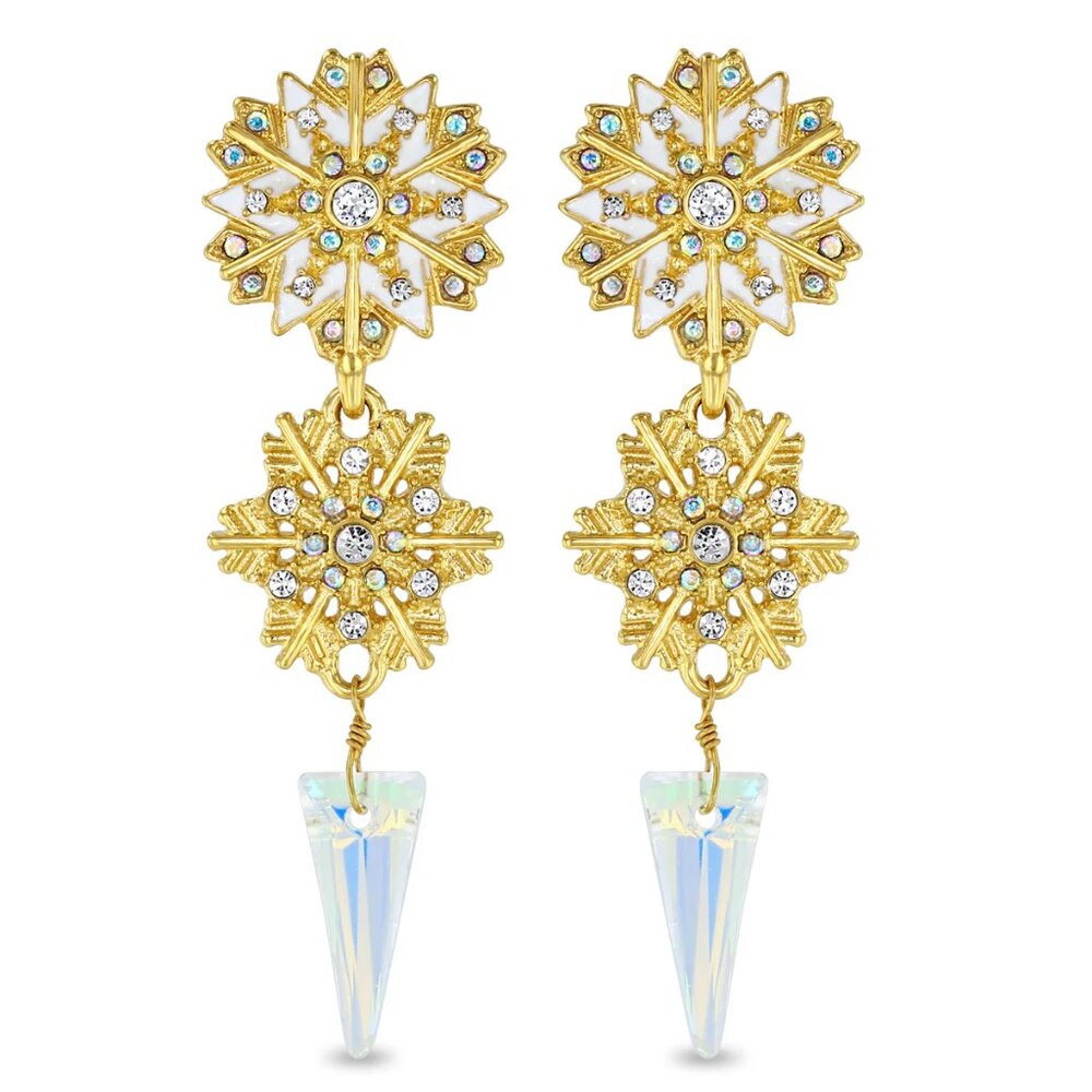 Crystal Winter Snowflake Earrings by Ritzy Couture DeLuxe - Handcrafted